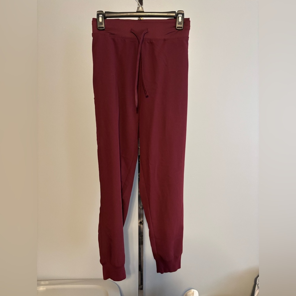 Mandala Scrubs Women Jogger High Waisted Pant Size Petite XXL Burgundy